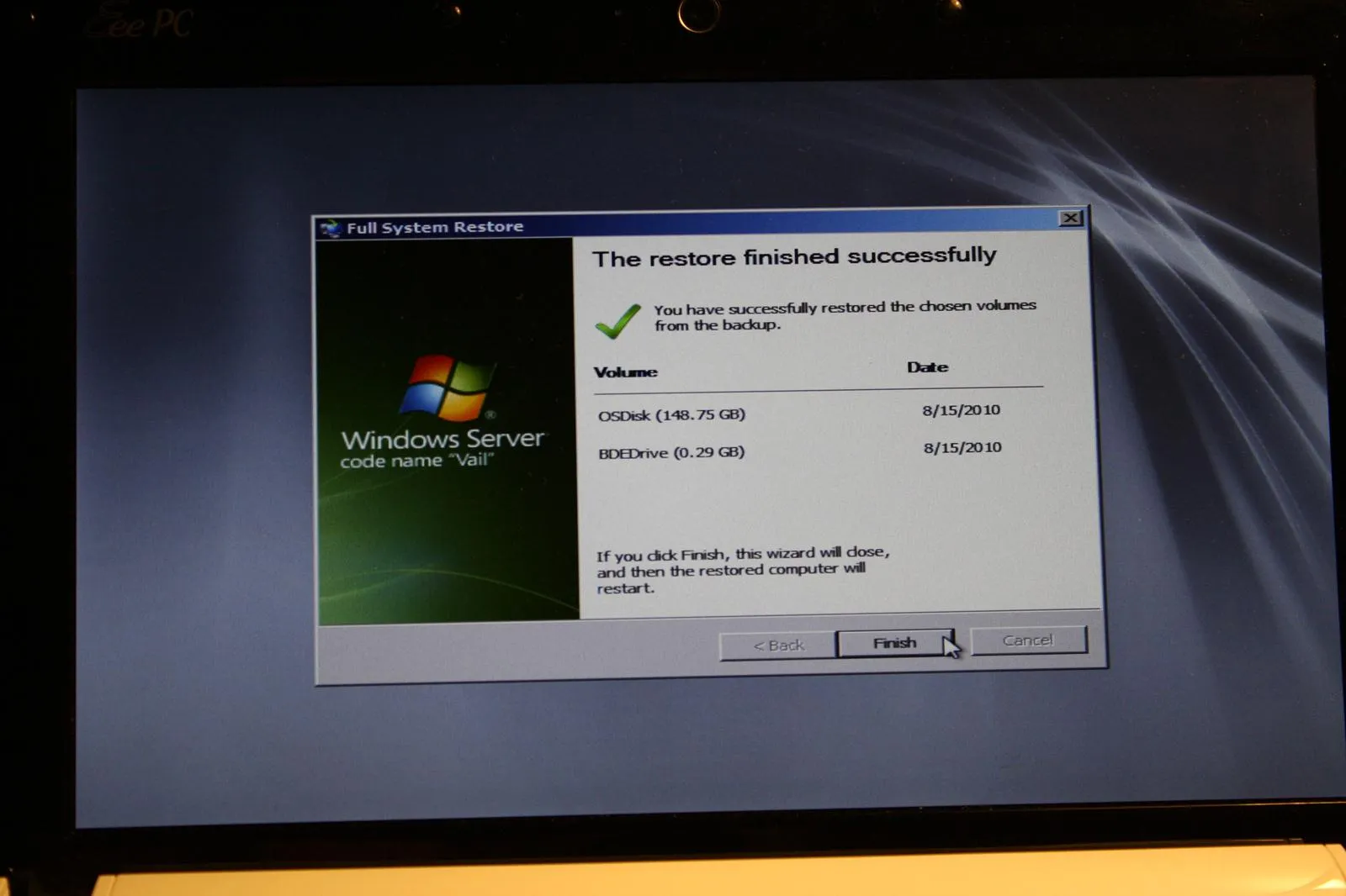 View Vail August Preview - Full PC Restore